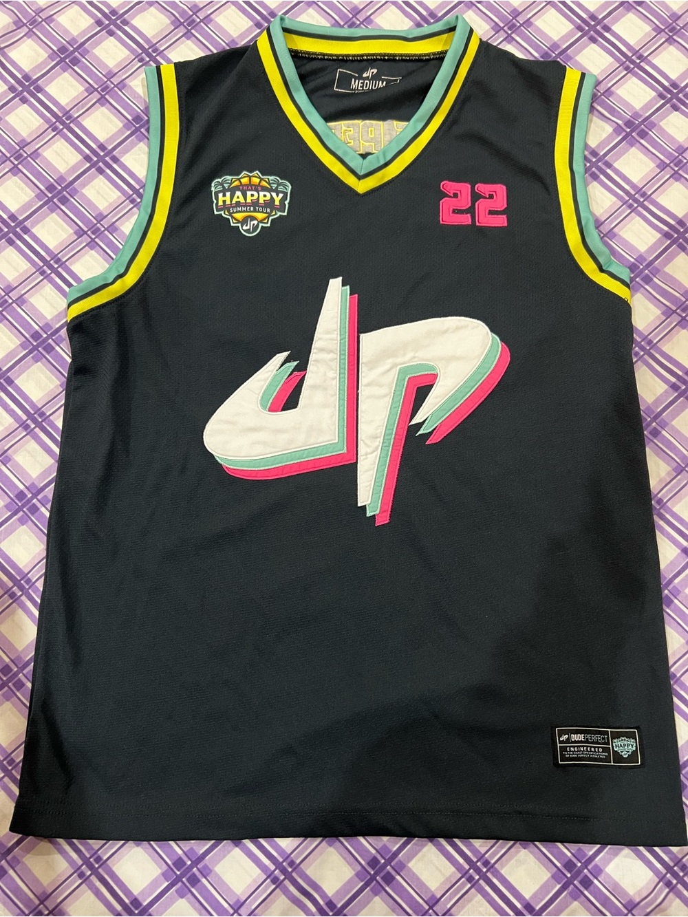 Dude Perfect Basketball Jersey with Pink & Teal Graphics
